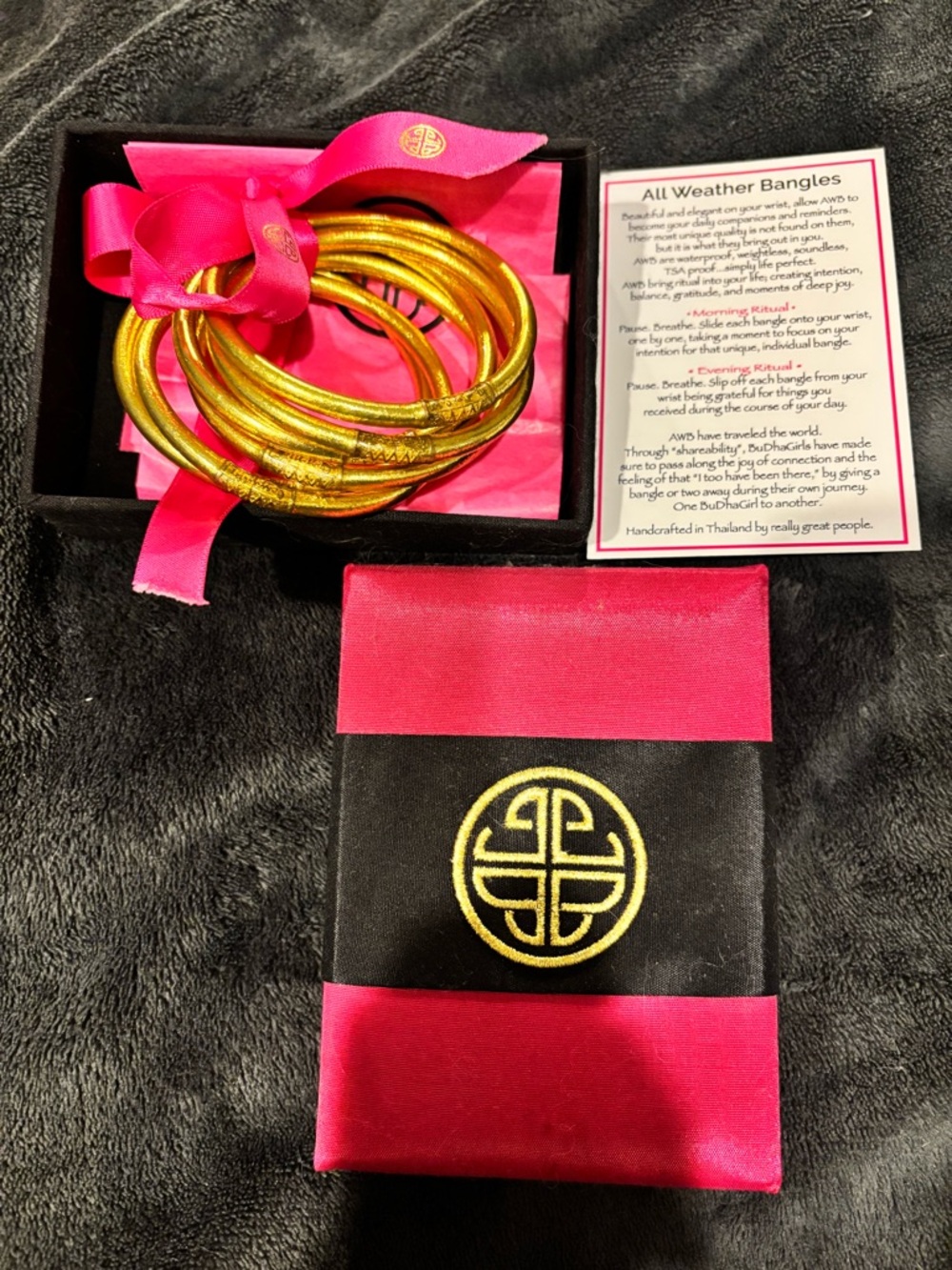 BuDhaGirl GOLD ALL WEATHER BANGLES® (SET OF 6) - SERENITY PRAYER